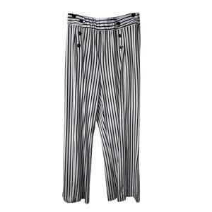 Robert Louis Pants Size L Navy White Striped Wide Leg Office Classic Timeless